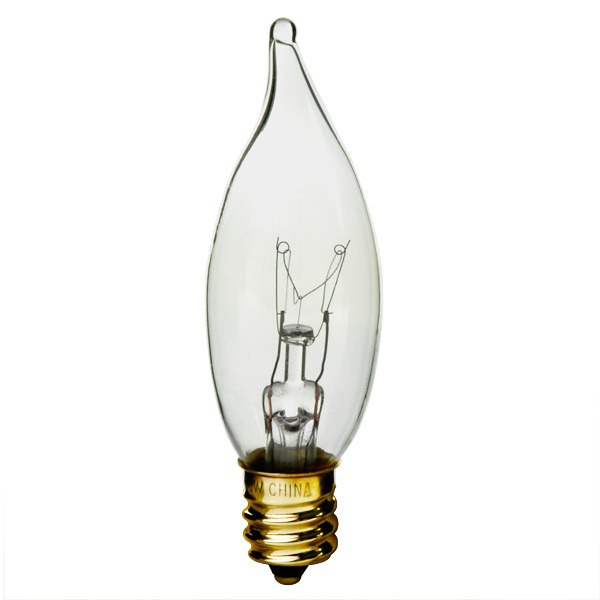 25 Watt Clear 210 Lumens Bent Tip Chandelier Bulb