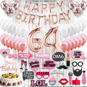 64Th Birthday Decorations Birthday Party Supplies 64Th Etsy