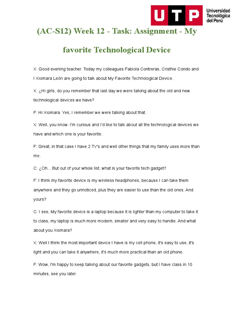 Ac S12 Week 12 Task Assignment My Favorite Technological Device My Favorite