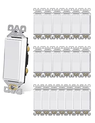 Aida Single Pole Rocker Decora Light Switch 15 Amp Self Grounding