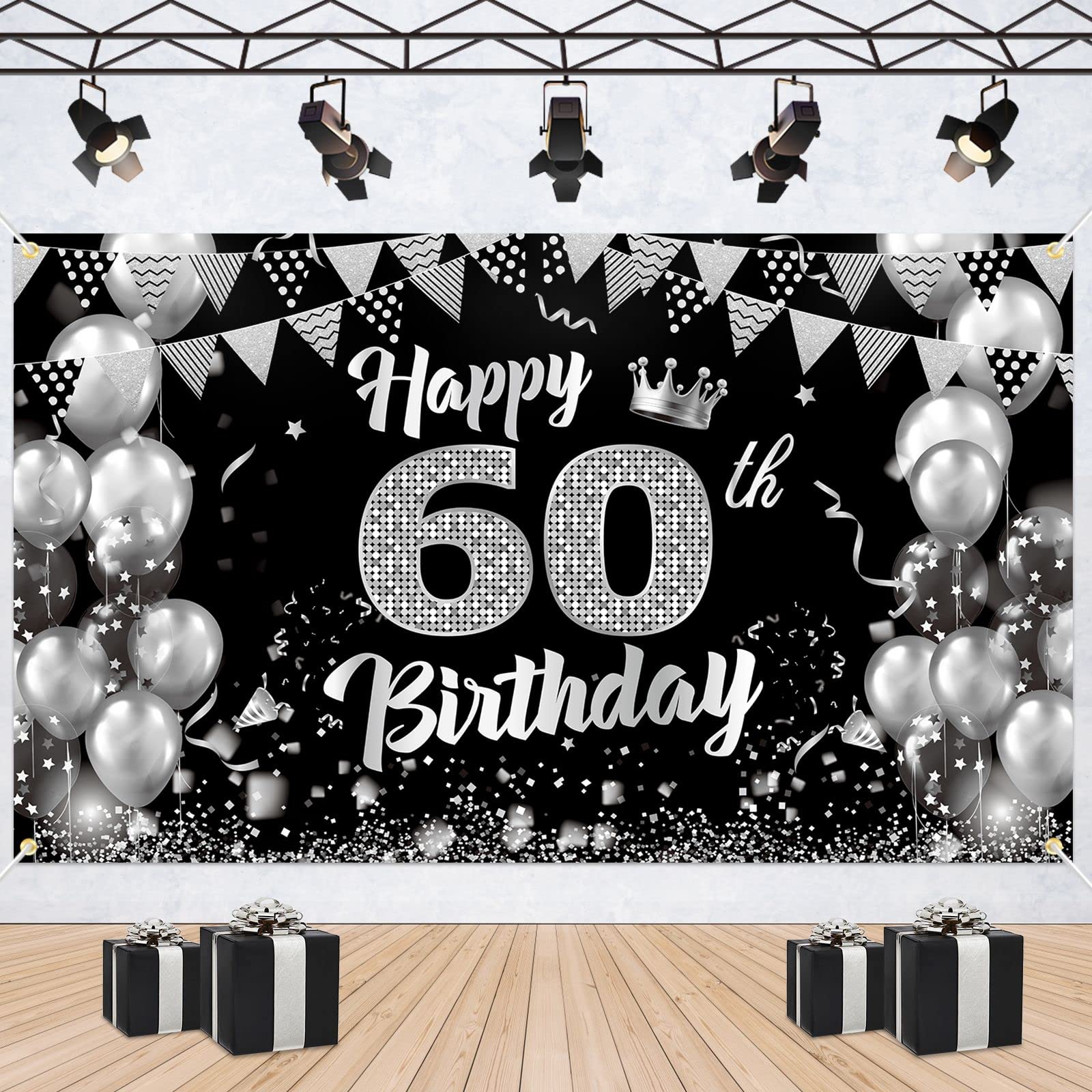 Amazon Com 60Th Birthday Decorations For Men Women Black And Silver