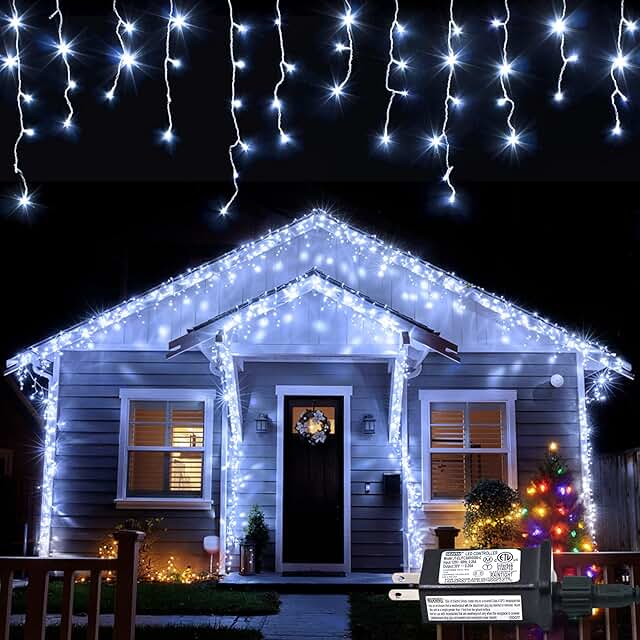 Amazon Com Christmas Led Icicle Lights Outdoor