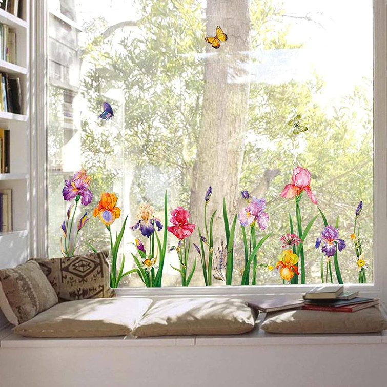 Amazon Com Decalmile Garden Flower Window Clings Double Sided Iris