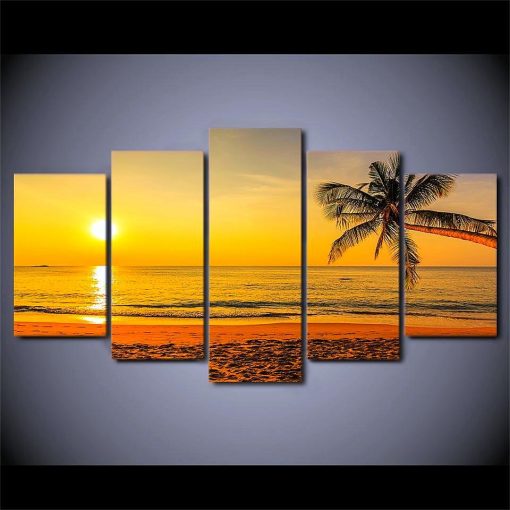 Amazon Com Wall Art Beach Sunset Canvas Artwork Tropical Ocean Palm