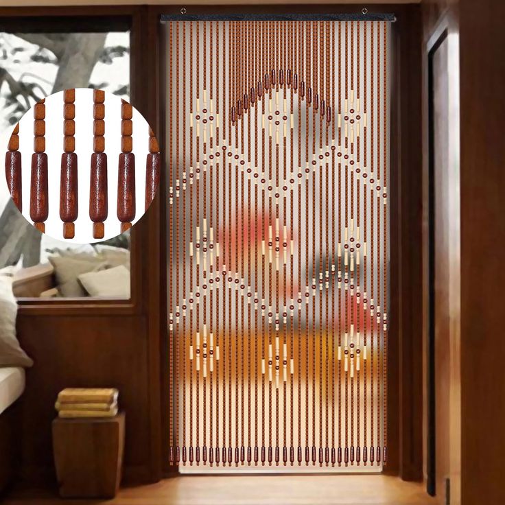 Anminy Wooden Bead Door Curtain String Bohemian Bamboo Room Divider