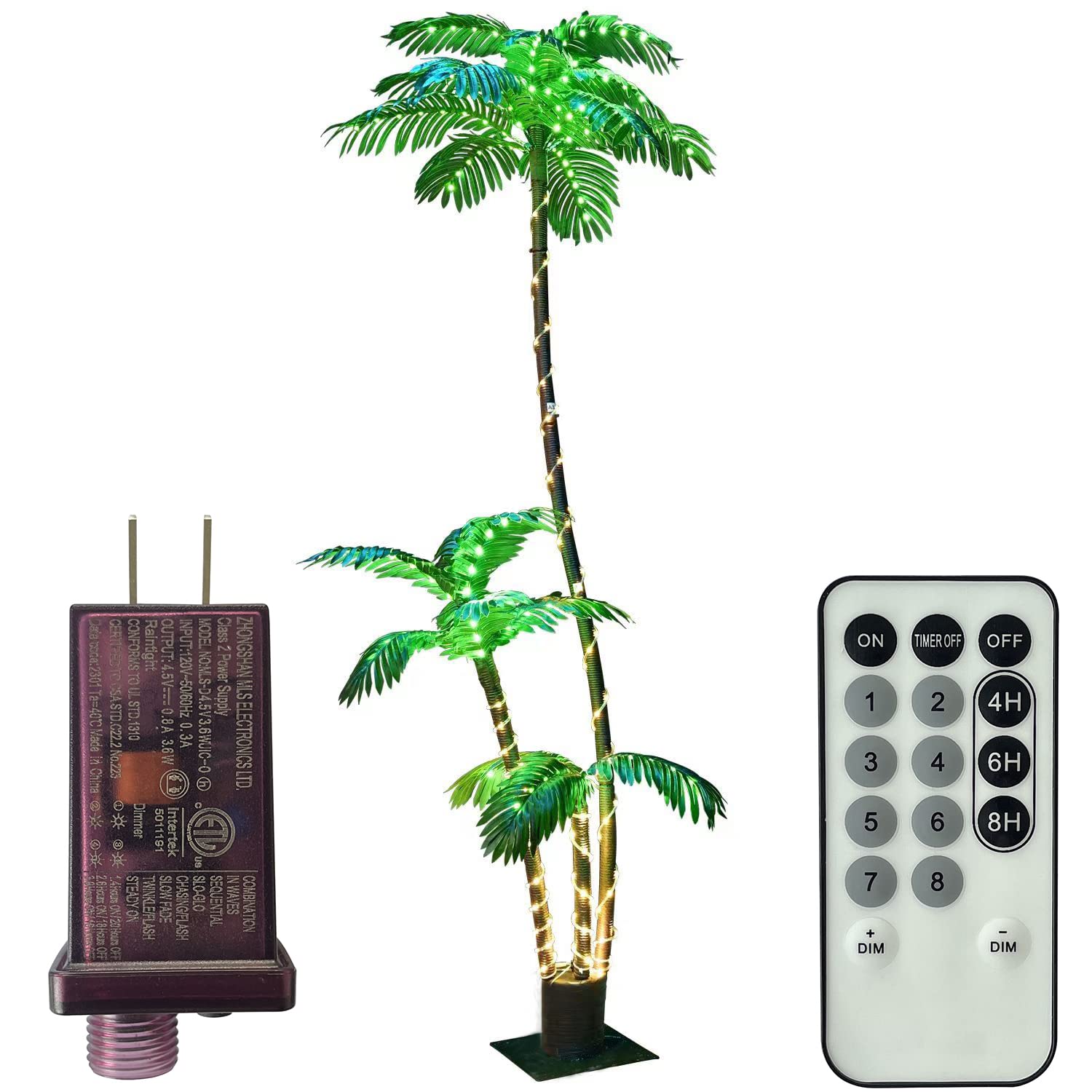 Artificial Smart Palm Tree Christmas Tree 7Ft 3Trunks 248Led Lighted