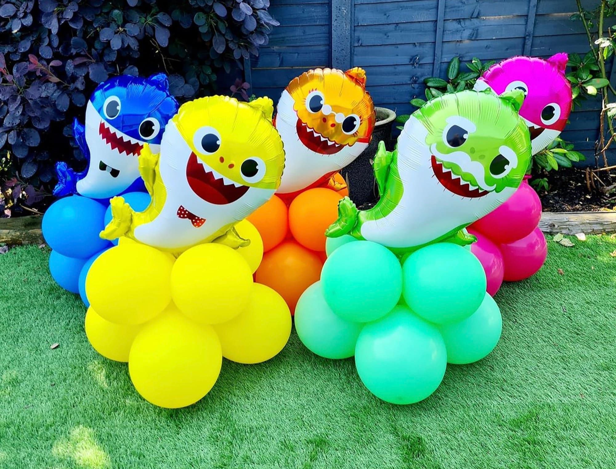 Baby Shark Balloons 25 Inch 5 Pcs Sharks Family Balloons For Birthday