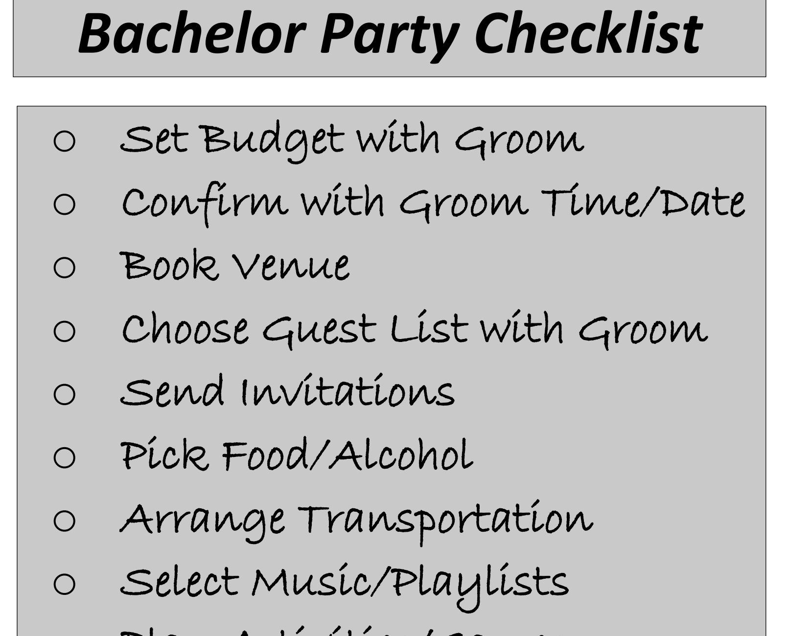 Bachelor Party Checklist Digital Printable Download Wedding List Etsy