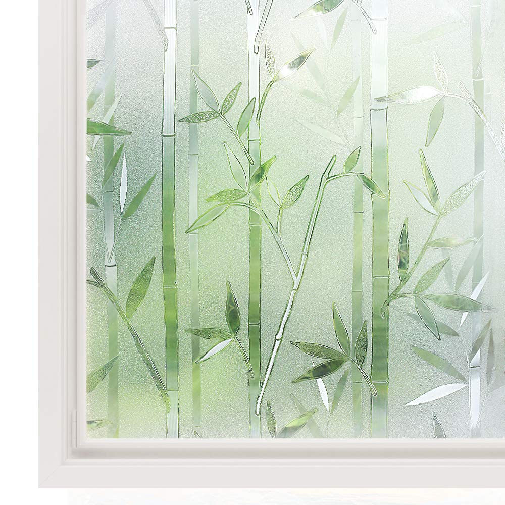 Bamboo Frosted Window Films Privacy Static Cling Vinyl Decorative Glass