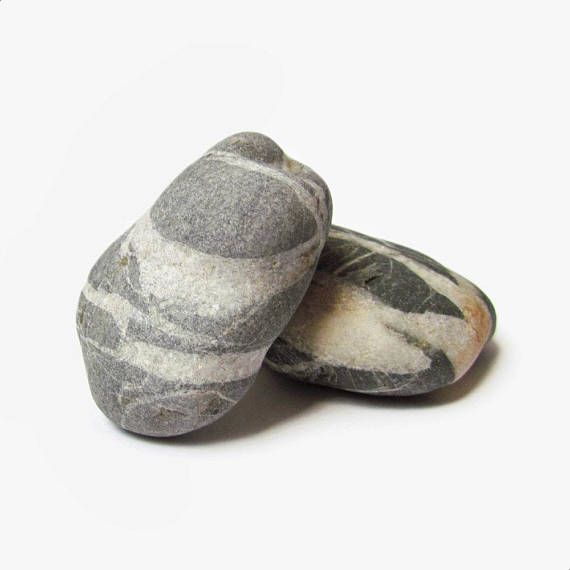 Beach Stone Decor Grey And White River Stones Set Of 2 River Pebbles Striped River Stones