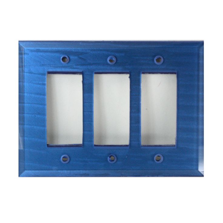 Beveled Glass Triple Decora Switch Plate In Marine Blue Paint Finish Is