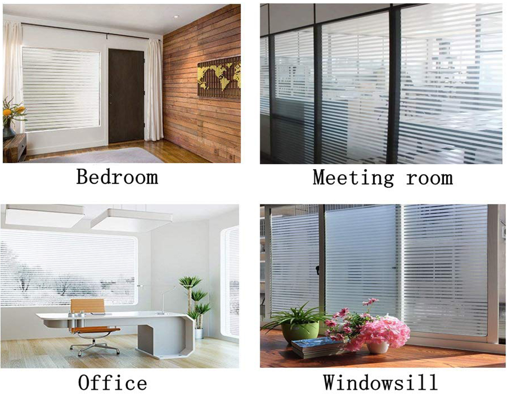 Bloss Window Film Striped Window Decal Non Adhesive Privacy Film Vinyl Glass Film Window Tint