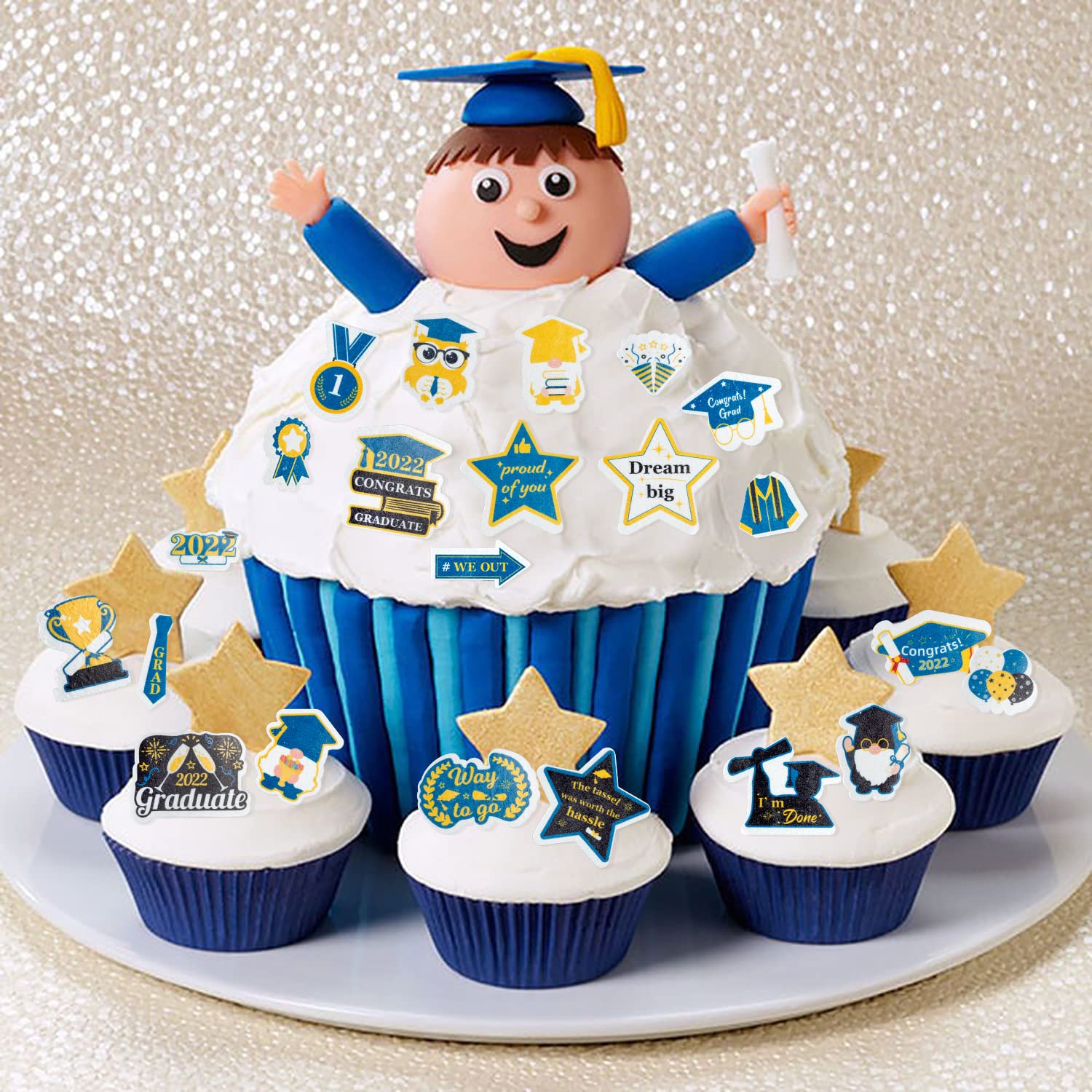 Buy 324 Pieces Graduation Cake Decorations Edible Cupcake Toppers Class