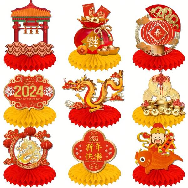 Buy 8Pcs Chinese New Year Decorations 2023 Honeycomb Centerpieces Year