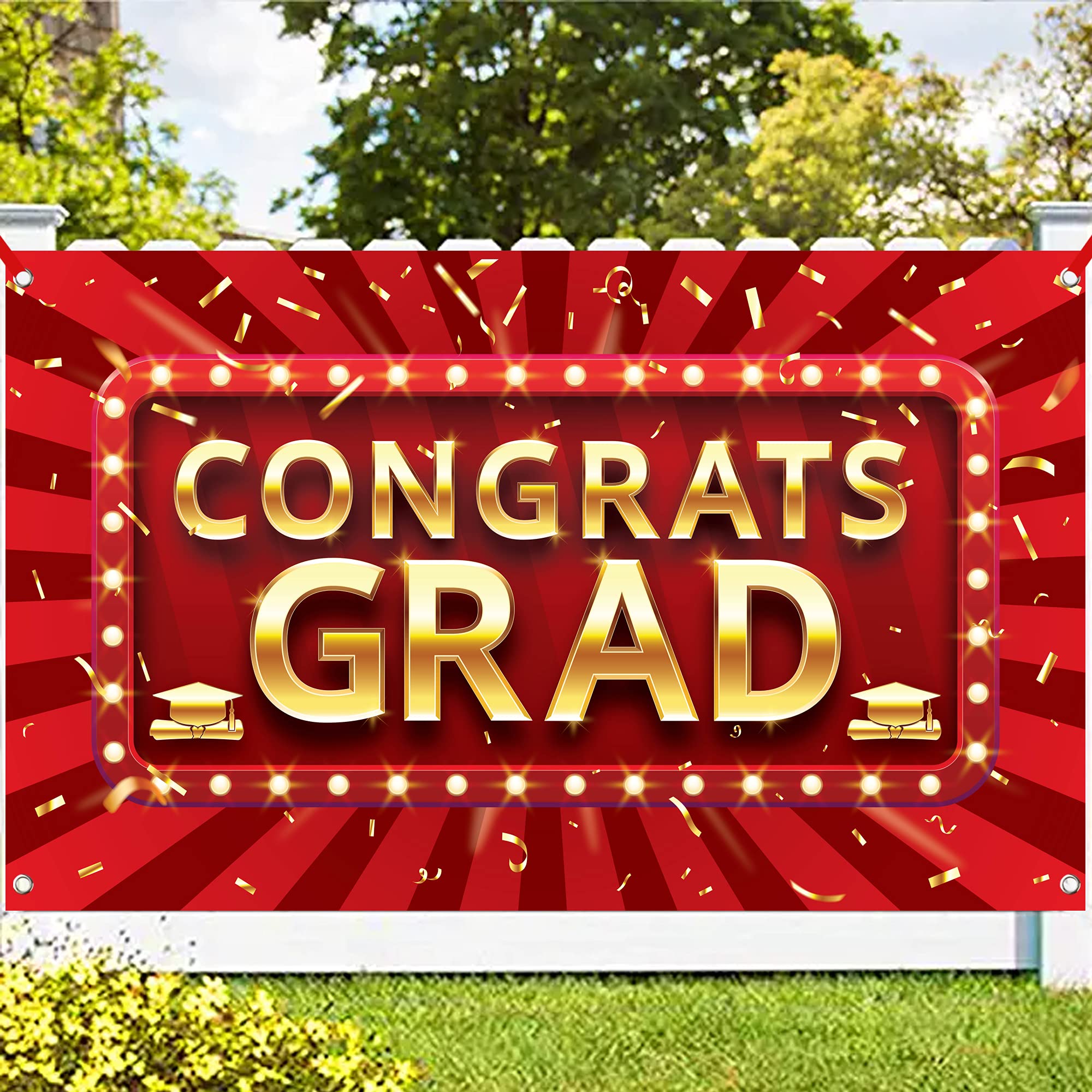 Buy Big Red Graduation Banner 72X44 Inch Red And Gold Graduation