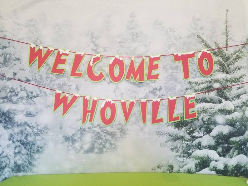 Buy Christmas Decorations Glittery Welcome To Whoville Banner Christmas Garland For Grinch