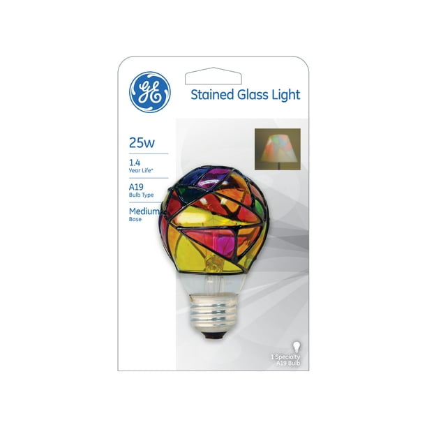 Buy Ge A19 Incandescent Stained Glass Light Bulb 25 Watt Decorative