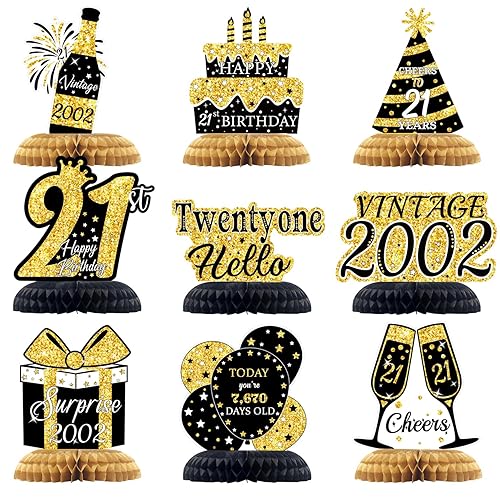 Buy Huge Black And Gold 21St Birthday Decorations Pack Of 9 21St