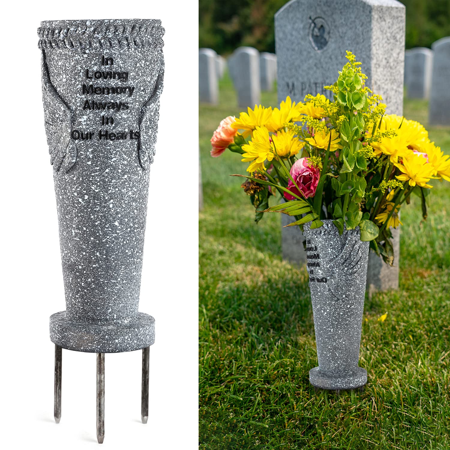 Buy Mibung Cemetery Grave Vase With Ground Spikes Angel Wings Vase For Fresh Artificial Flowers