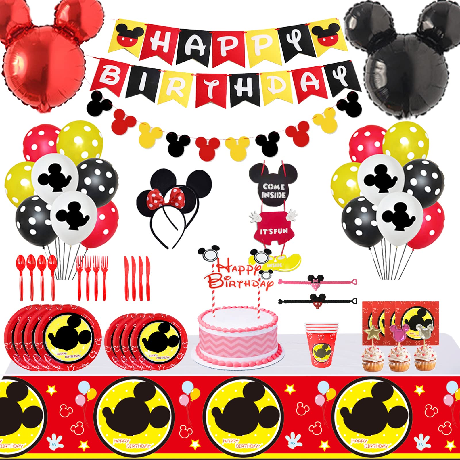 Buy Mickey Mouse Birthday Party Supplies 107Pcs Mickey Mouse Birthday Decorations Amp Party