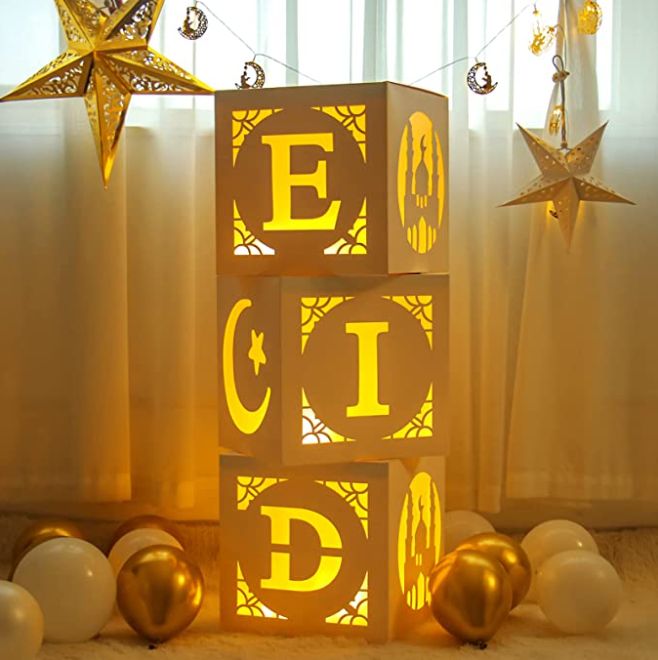 Buy Staraise Eid Mubarak Decorations 3Pcs Mubarak Eid Hollow Boxes