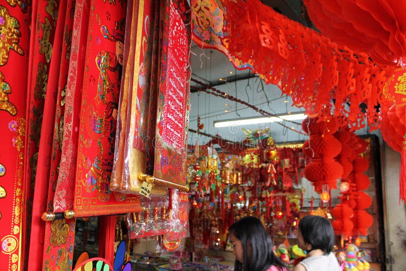 Chinese New Year Decoration Shop At Petaling Street Malaysia Editorial