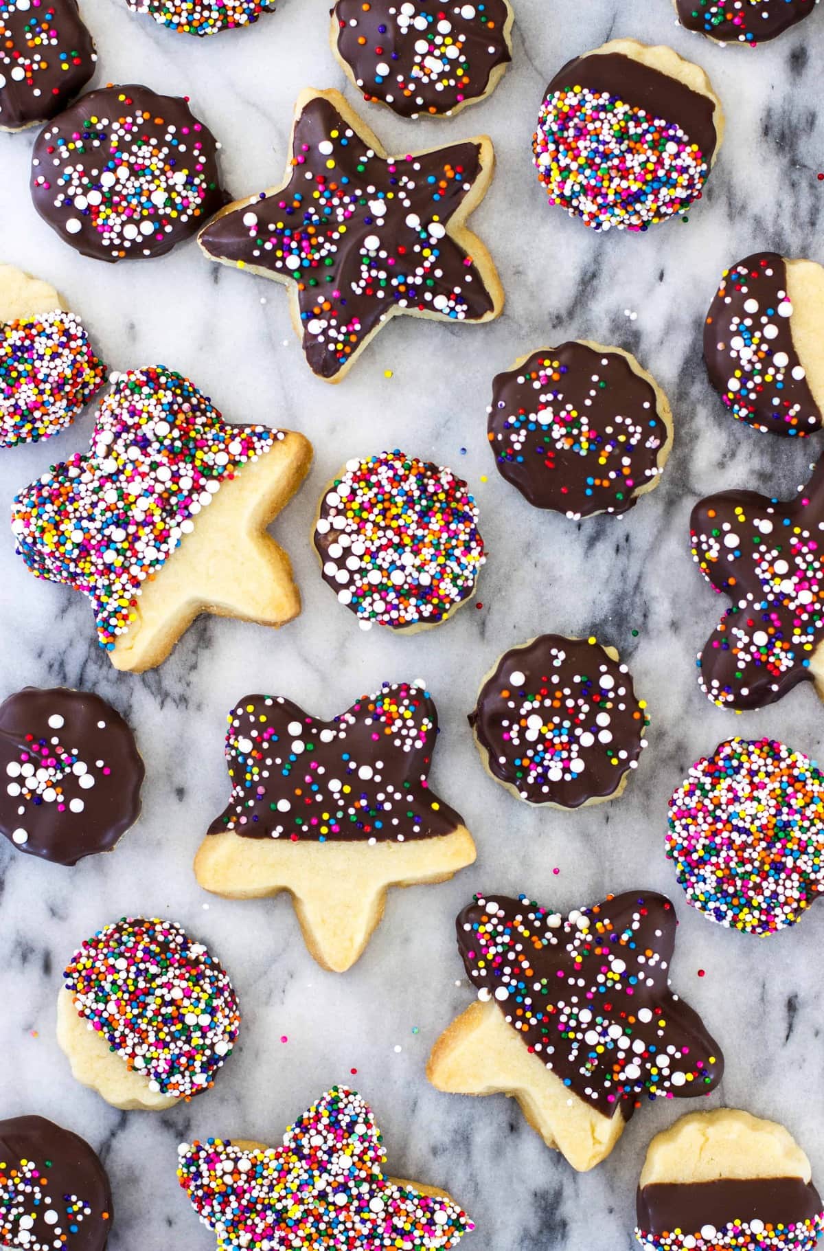 Chocolate Covered Sprinkle Cookies Sugar Spun Run