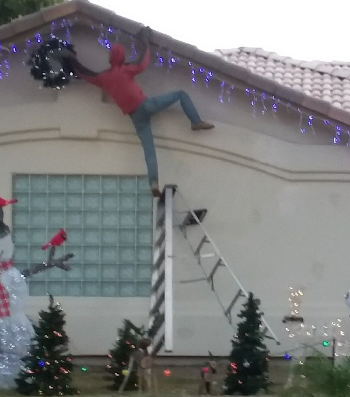 Christmas Decoration Guy Falling Off A Ladder Christmas Decorations Christmas Fun Holiday Decor