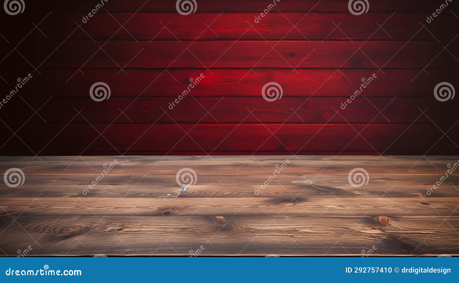 Close Up Of A Wooden Table In Front Of A Red Wall Rustic Backdrop With