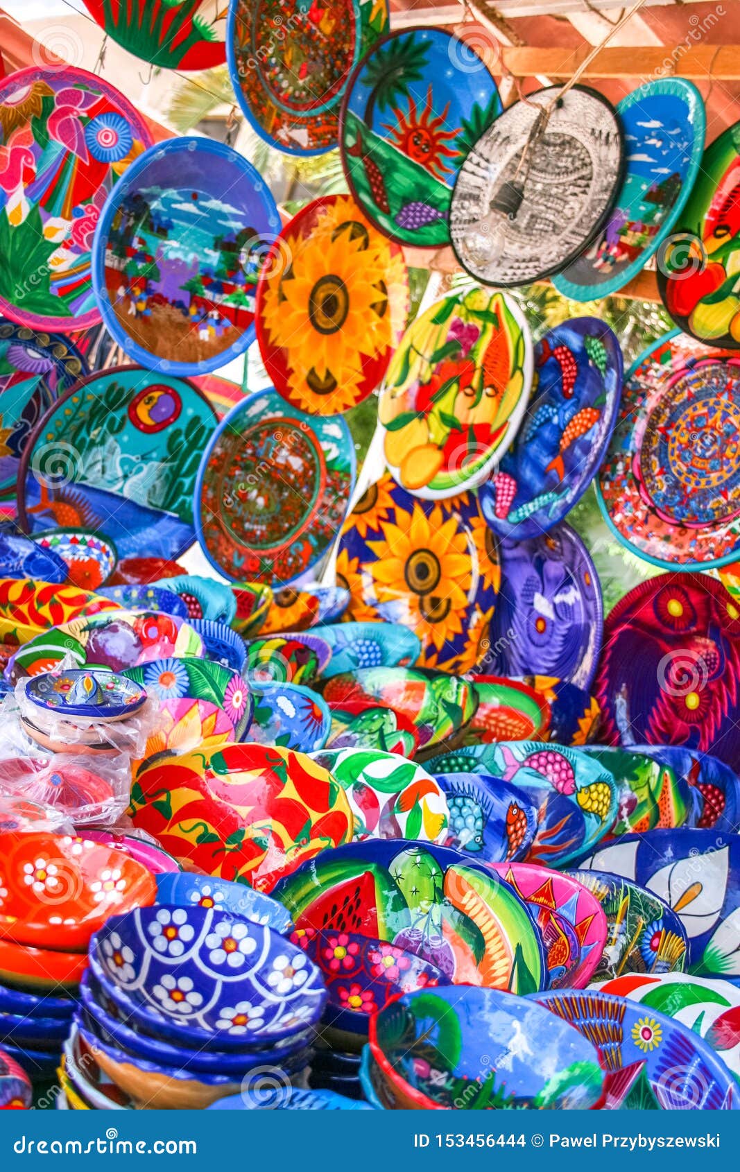 Colorful Handmade Decorative Mexican Plates With Many Patterns O Editorial Image Image Of