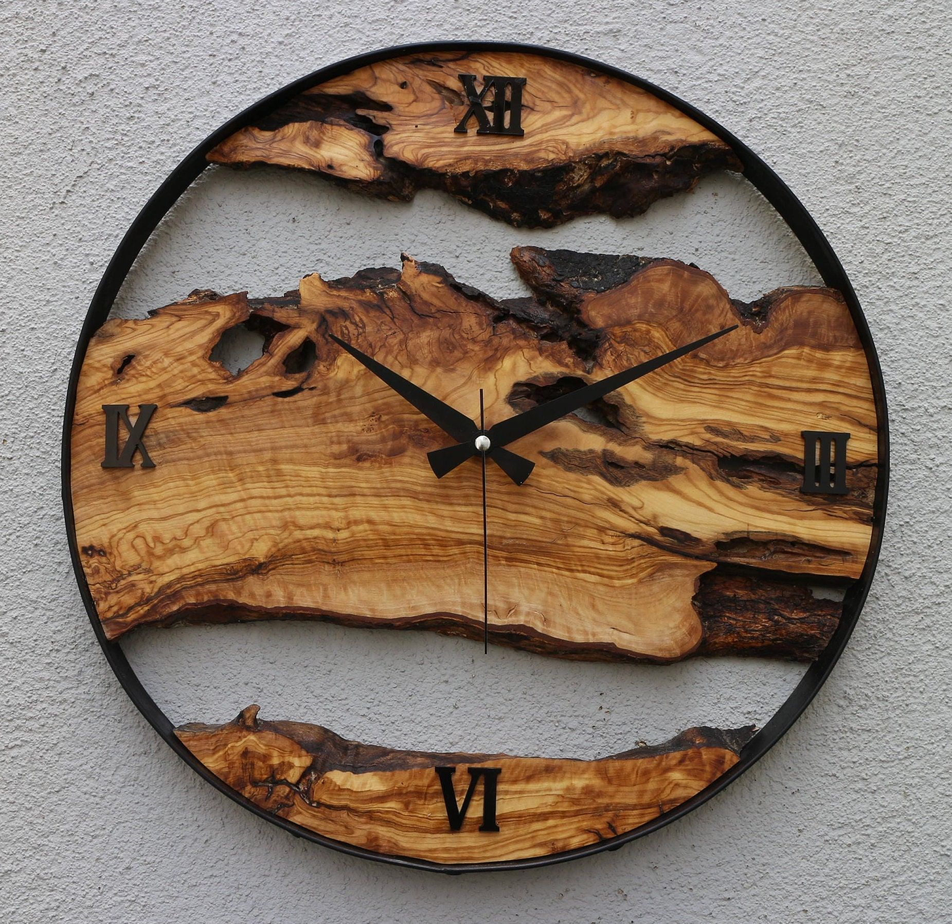 Custom Made Metal Wood Wall Clock Olive Wooden Rustic Wall Clock New