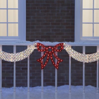 Dazzling Lighted Swag Bow Christmas Decorations Holiday Decor