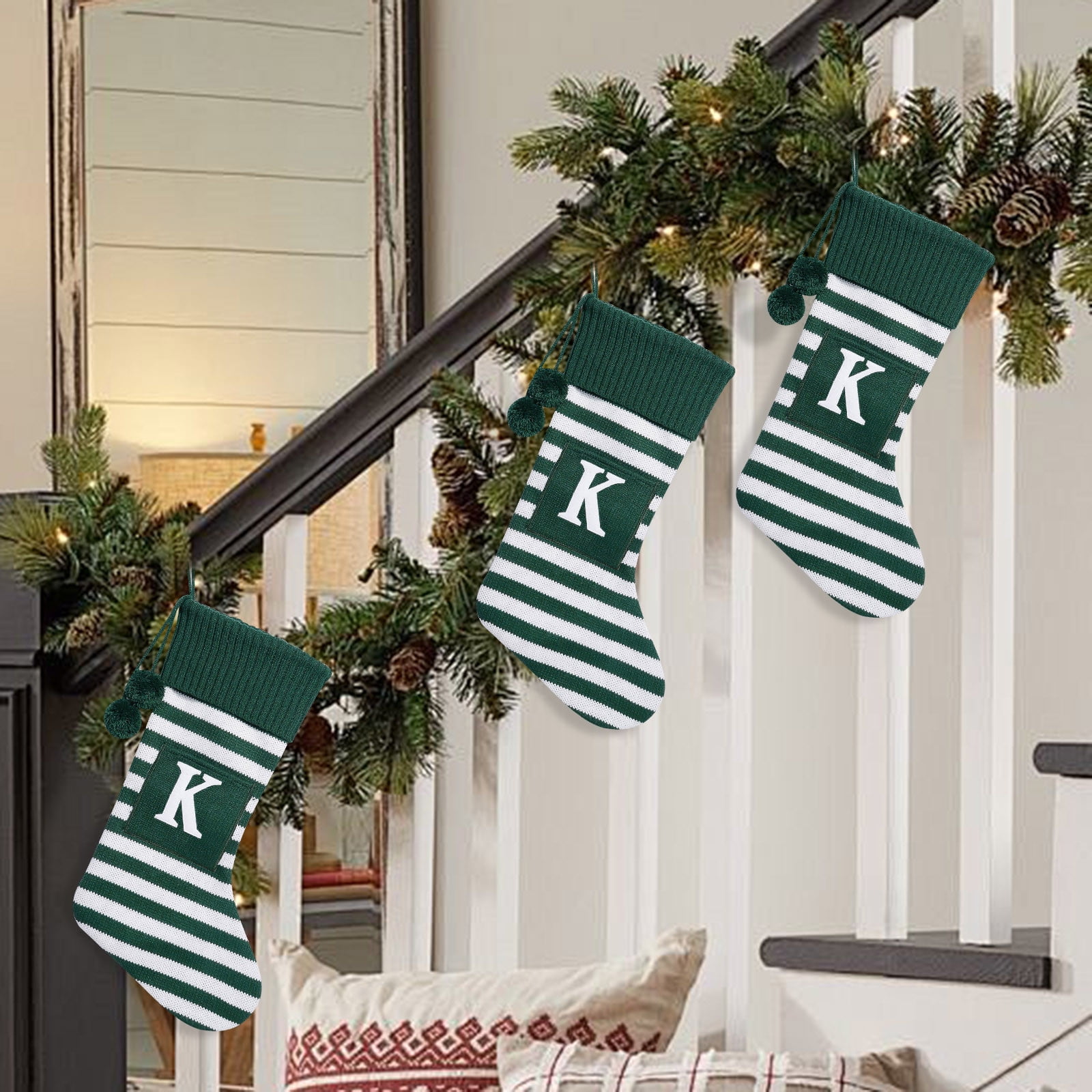 Deals Christmas Decorations For Tree Letters Stockings Cute Striped