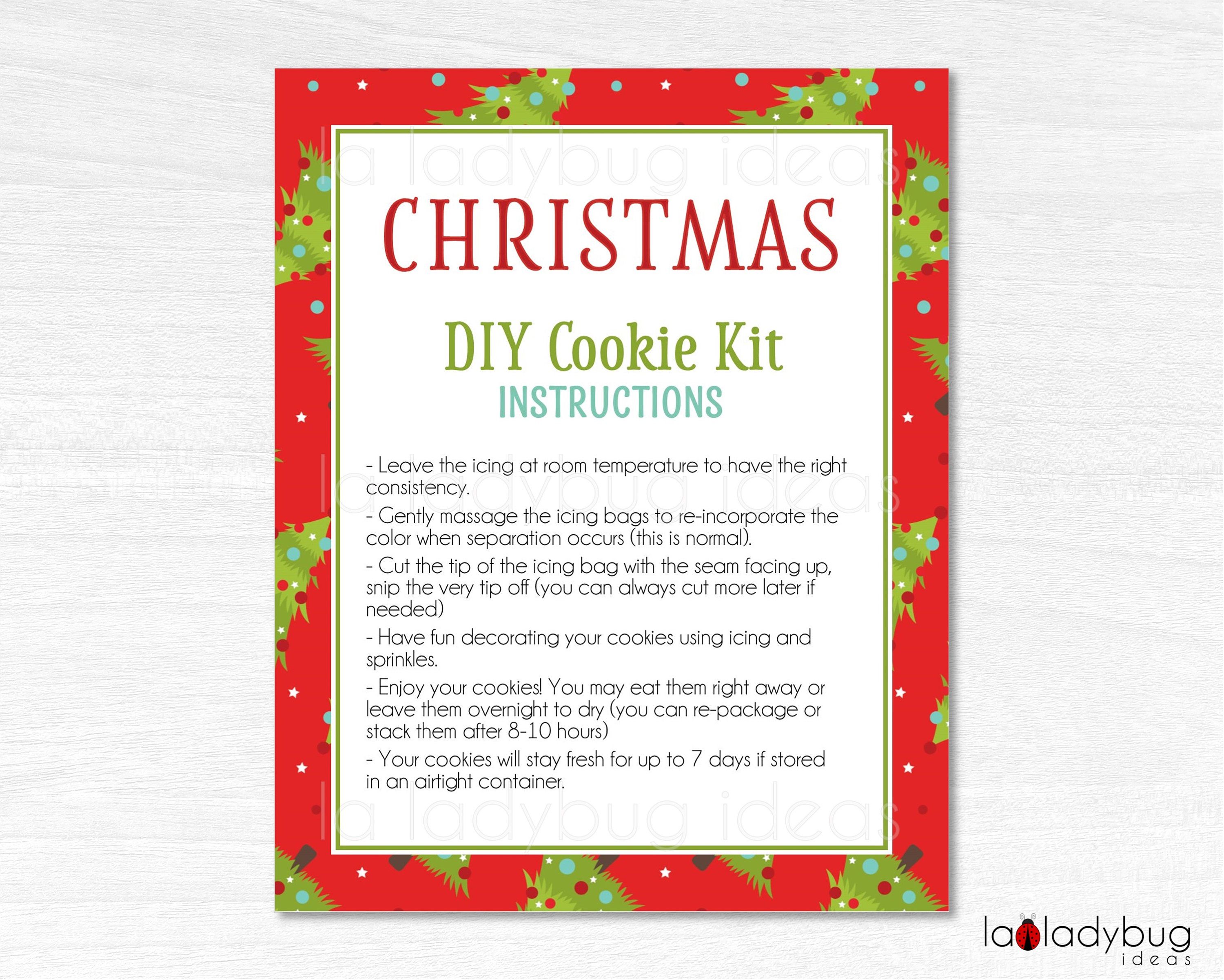 Diy Cookie Kit Instructions Cards Editable Cookies Decorating Etsy