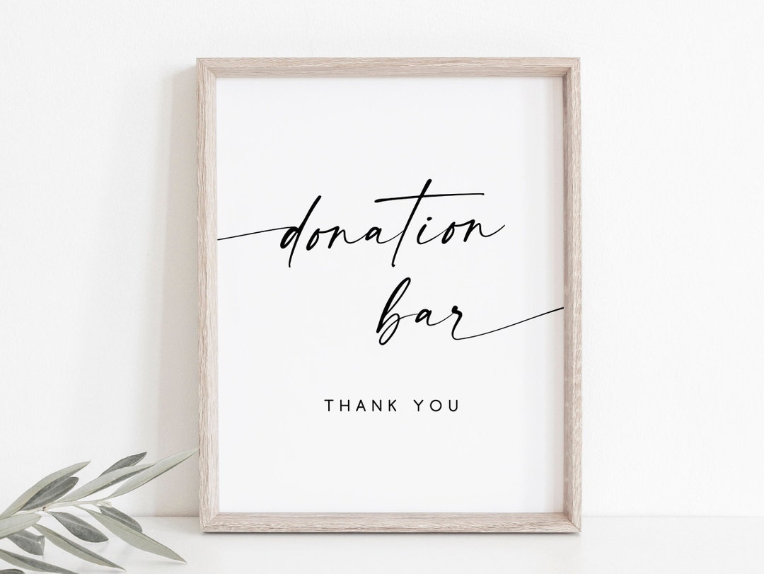 Donation Bar Sign Donation Sign Wedding Donation Sign Etsy Canada