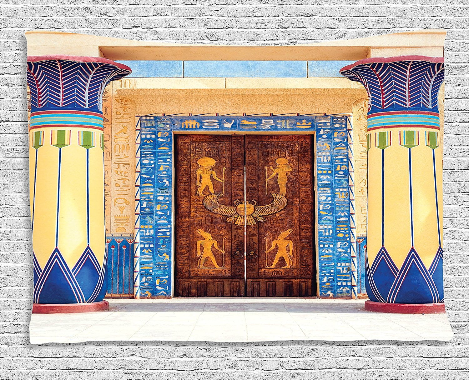 Egyptian Tapestry Wall Art Decor By Ancient Egyptian Temple With