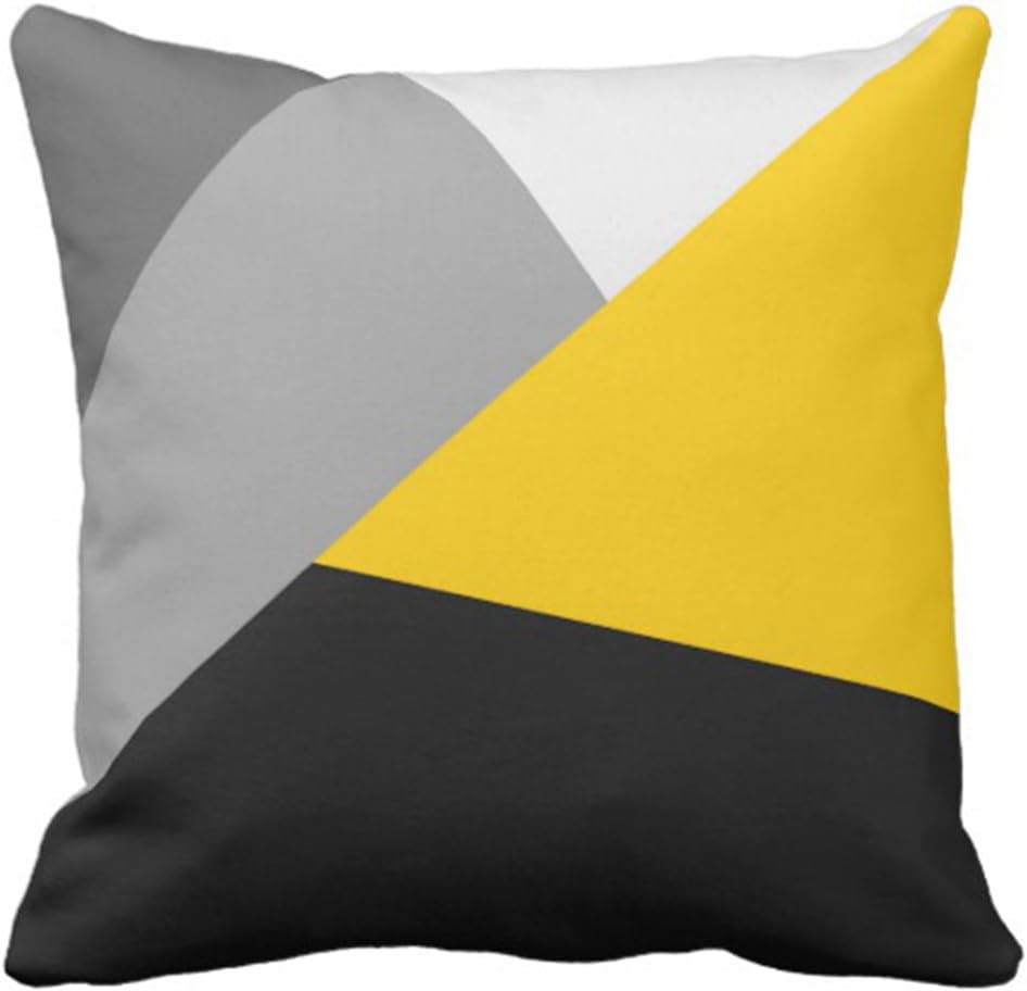 Emvency Throw Pillow Cover Contemporary Simple Modern Gray Yellow And Black Geometric