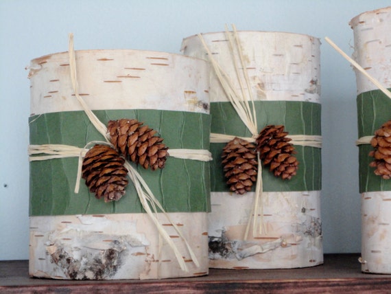 Epier Brand New Birch Log 12 Tea Light Candleholder Gift Birch