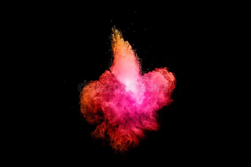 Explosion Pink Colored Powder Isolated Black Background Pink Dust