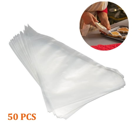 Feelglad 50Pcs Disposable Pastry Bag 16 Inch Extra Thick Large Cake Cupcake Decorating Bags