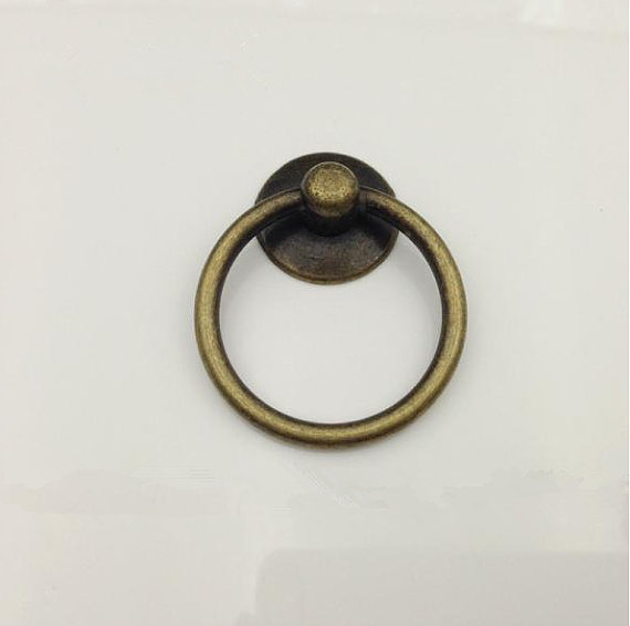 Free Shipping Single Hole Antique Bronze Ring Pulls Round Cabinet