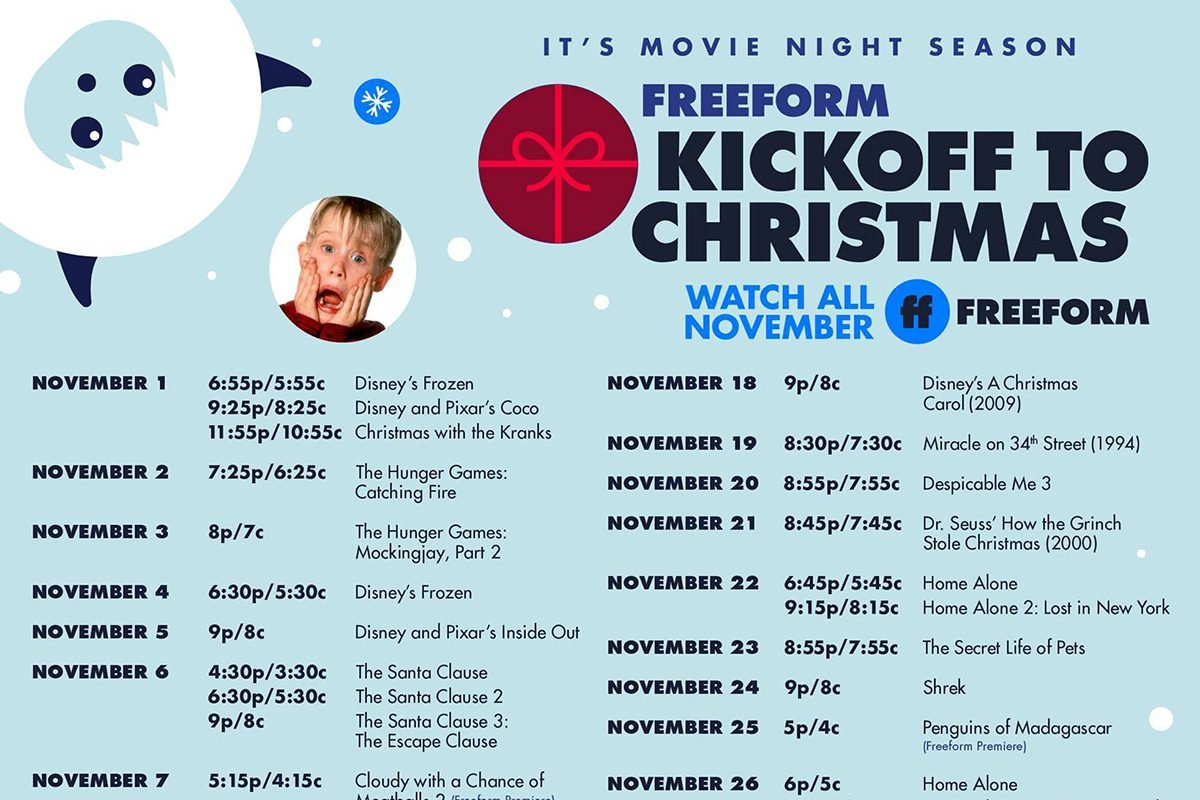 Freeform Countdown To Christmas 2021 Schedule Printable Schedule