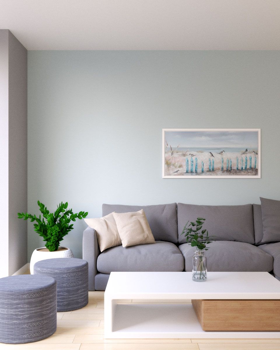 Gorgeous Grey And Blue Living Room Decor With Blue Art And Grey Sectional Art Blu Living