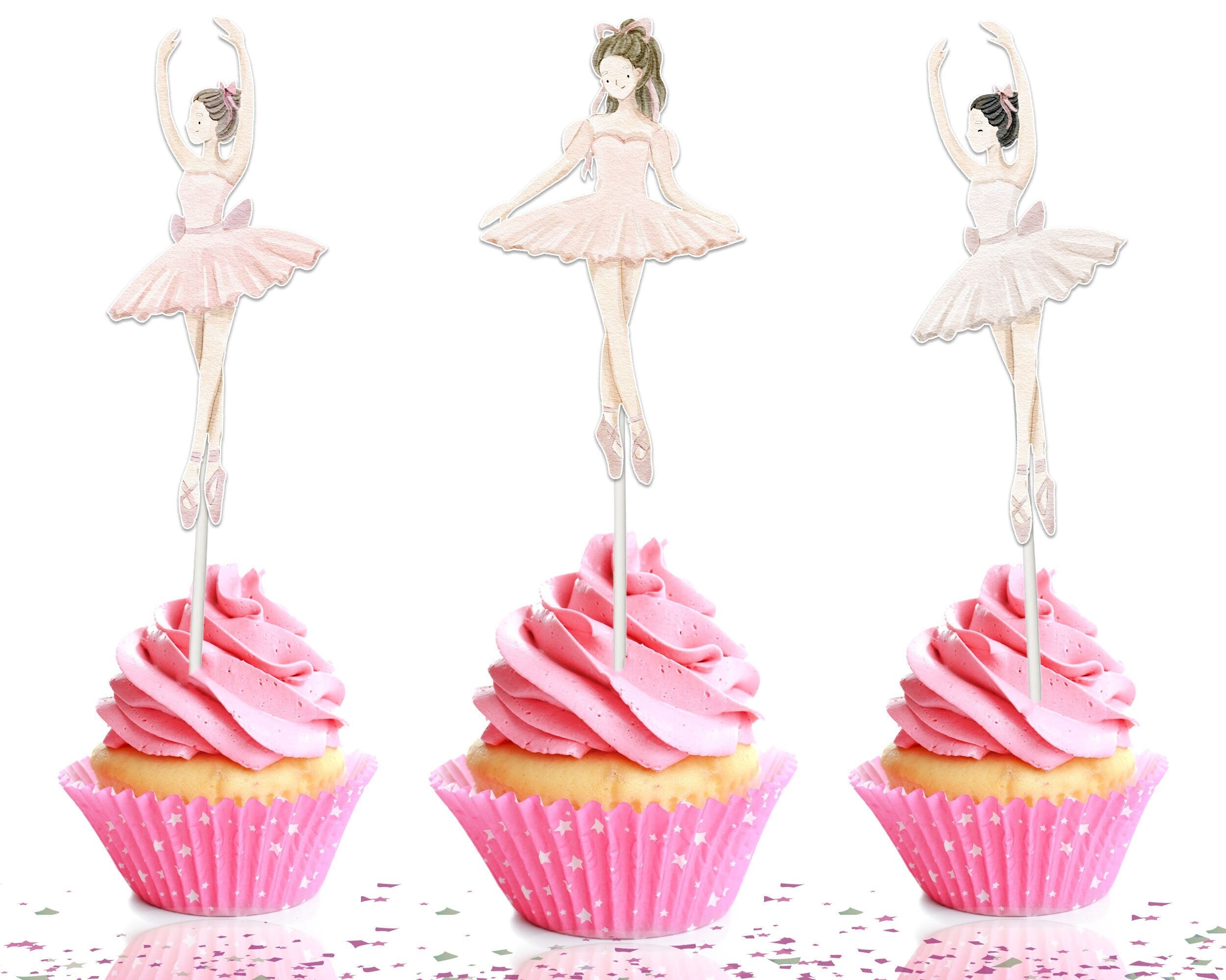 Graceful Ballerina Cupcake Toppers Elevate Your Party To A Balletic