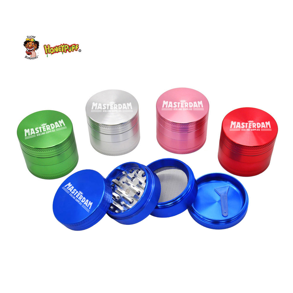 Honeypuff Premium Masterdam Aluminum Metal Herb Grinder With Cnc Diamond Teeth 50Mm 4 Layers