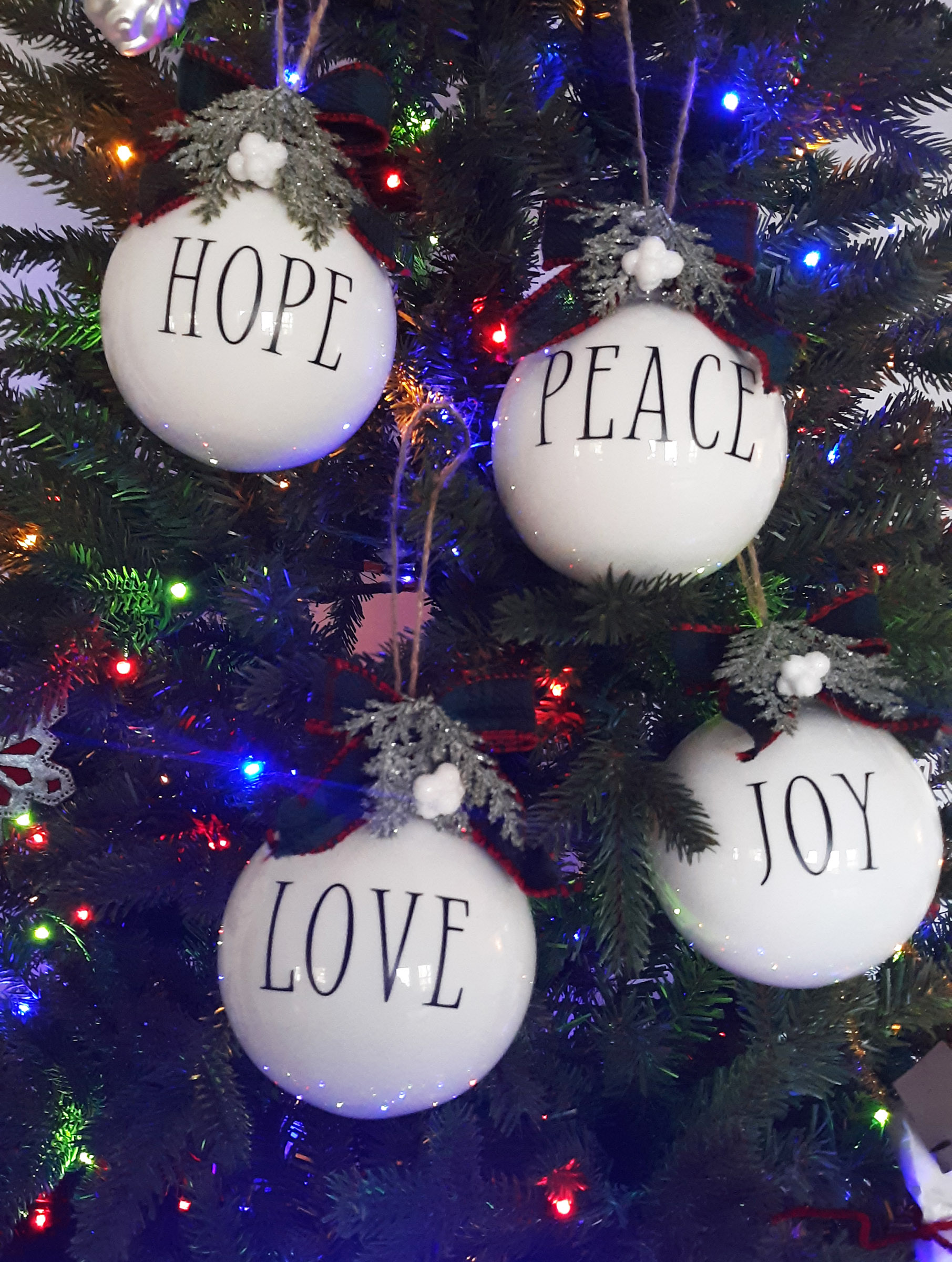 Hope Peace Love Joy Christmas Ball Ornaments Famous Artisan