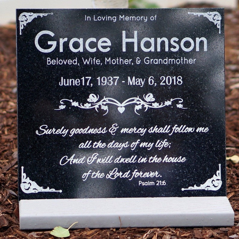 Human Memorial Plaque Granite Loved One Grave Marker Garden Etsy