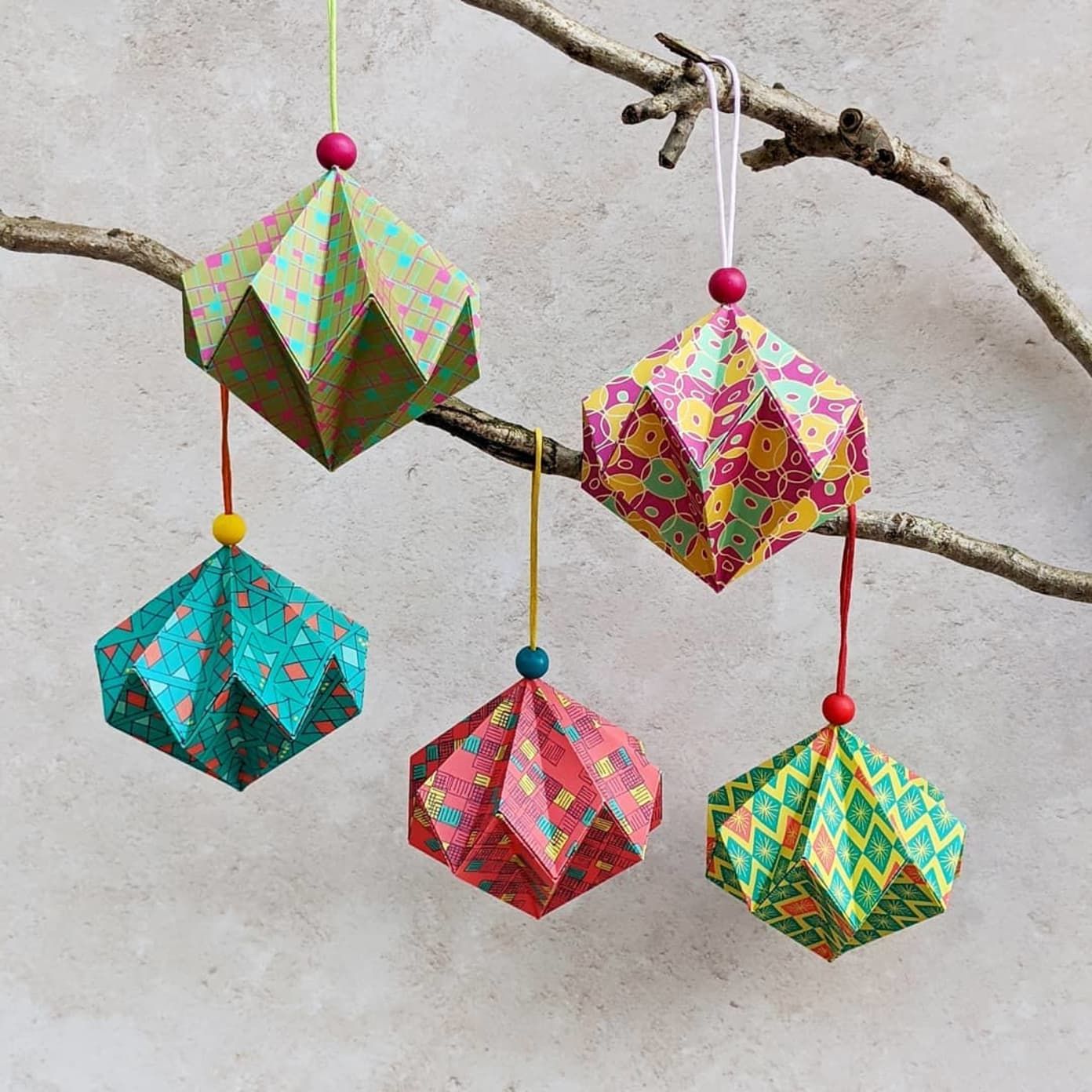 Japanese Style Christmas Tree With Origami Paper Ornaments