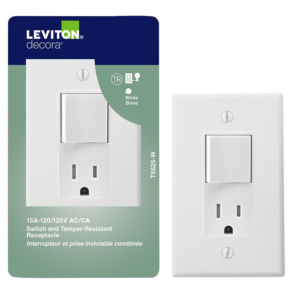 Leviton Decora Combination Switch Receptacle White The Home Depot Canada