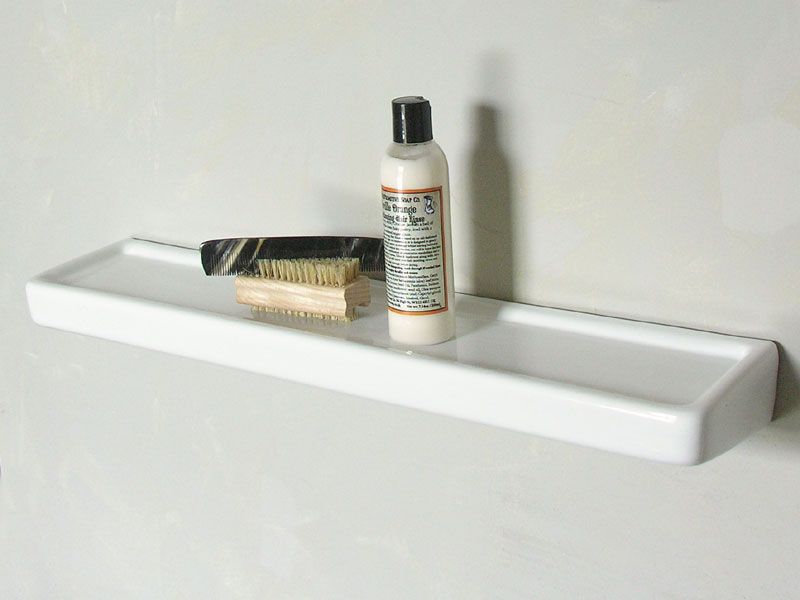 Lovely Simple Easily Cleaned White Ceramic Shelf For Bath Or Shower